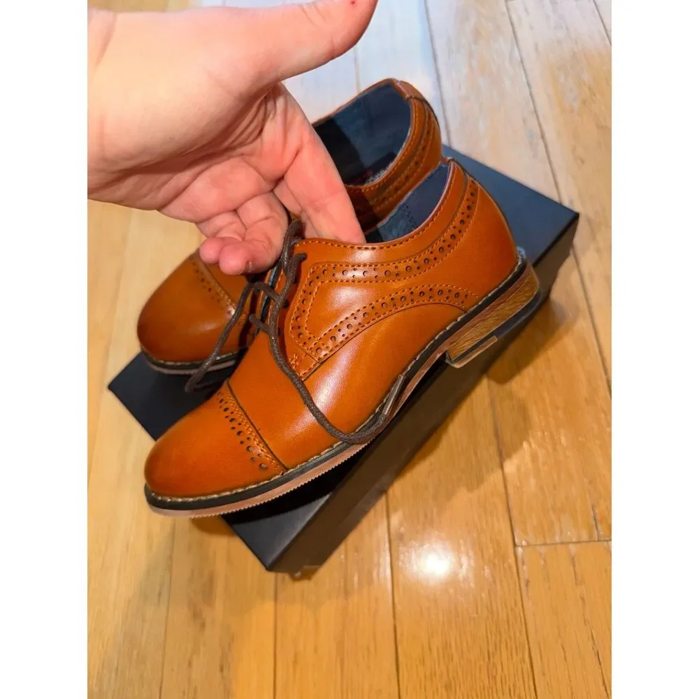 Bruno Marc Boys Brown Oxford Dress Shoes Size 11 Formal Lace Up Shoe